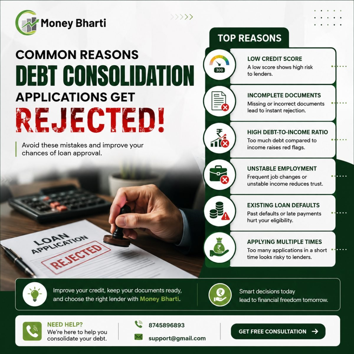Common Reasons Debt Consolidation Applications Get Rejected in India (and How to Fix Them)