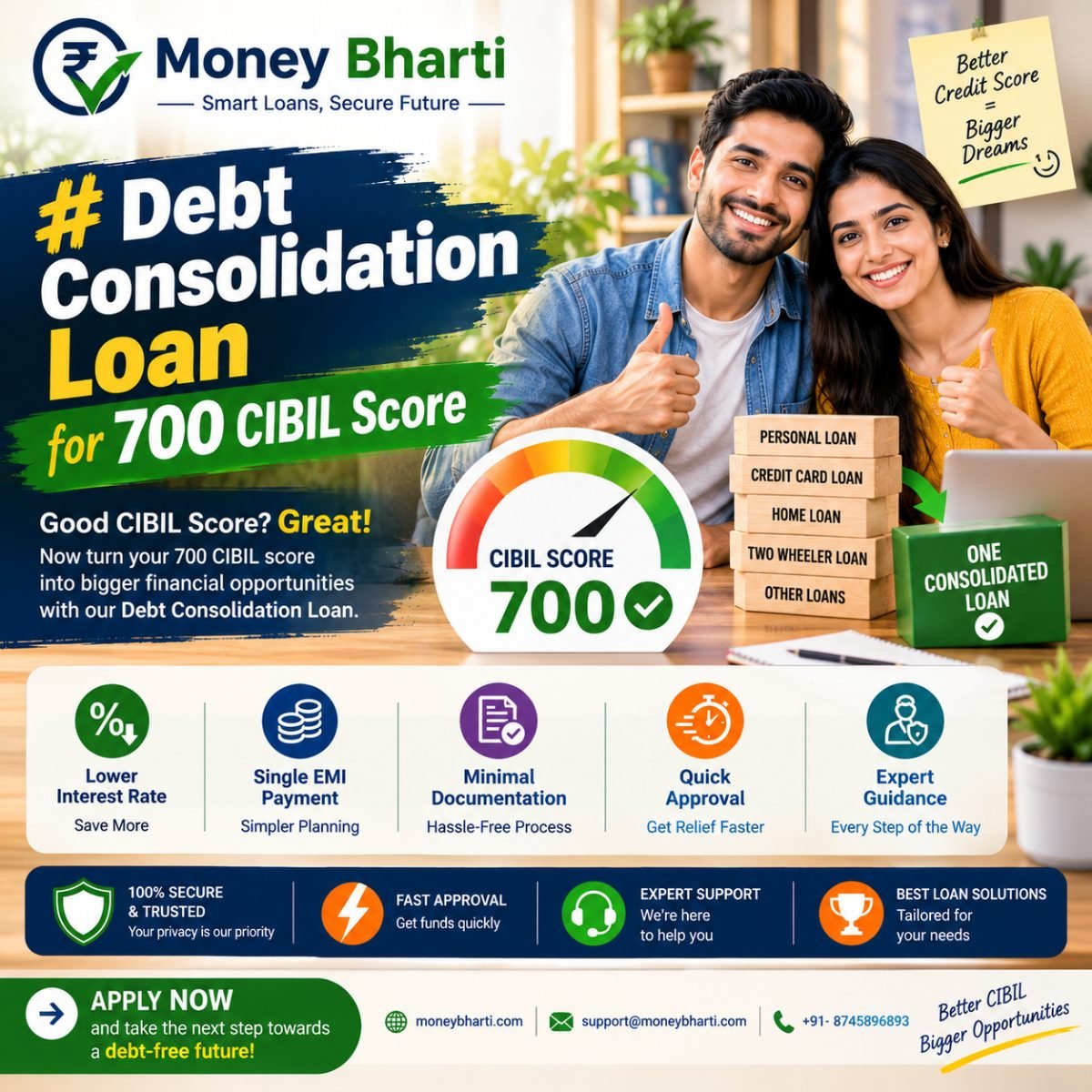 Debt Consolidation Loan for 700 CIBIL Score: Can You Get Approved and at What Rate? (2026 Guide)